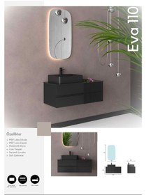 Resim Evros Eva 110 Cm Banyo Dolabı Siyah 