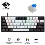 Resim Valkyrie Leaven K620 RGB 61 Key Mavi Tuş Type-C Blue Switch Mekanik Gaming Klavye Siyah Beyaz 