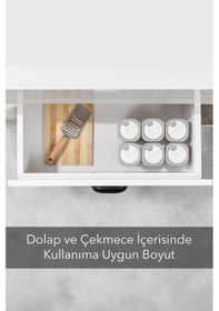 Resim 6'lı Etiketli Ve Kilitlenebilir Hava Almaz Kapaklı Baharatlık Seti - Baharatlık Bej 