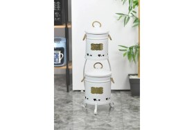Resim Feyza Design 2 Katlı Metal Sebzelik Beyaz, Pratik ve Şık Mutfak Düzeni 
