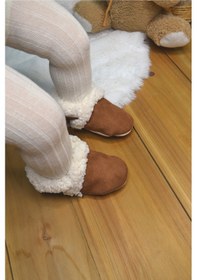 Resim Suni Yünlü Peluş Tarçın Süet Kaydırmaz Taban Patik 