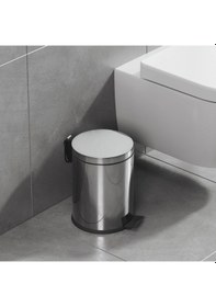 Resim Aqua Bagno Basic Çöp Kovası - Pedallı 5 L, Parlak Krom Paslanmaz Krom 