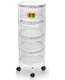 Resim 4 Katlı Yana Açılır Beyaz Tekerlekli Patates Soğan Sepeti Sebze M 