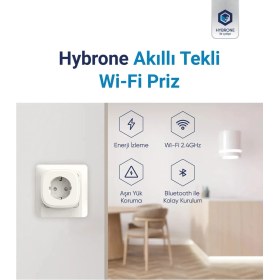 Resim Hybrone Akım Korumalı Wi-Fi Akıllı Priz, 2li Set, 16 Amper, Enerji İzleme, Çocuk Kilidi, Uygulama İle Uzaktan Kontrol 