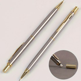 Resim HUASHILAI Paslanmaz Çelik Mekanik Kalem 0,5mm HB Kurşun, Ergonomik Tutma, Dahili Silgi, Yetişkinler ve Öğrenciler İçin Geri Çekilebilir Kalem 14+, Lüks Tasarım Kalemler - 1 Paket 