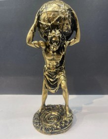 Resim Dekoratif Polyester Atlas Adam Heykeli Gold-eskitme 