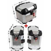 Resim GP Kompozit Universal 37+40+40 lt Alüminyum Motosiklet Çanta Seti Gri 
