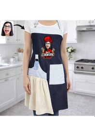Resim Bk Gift Kişiye Özel Karikatürlü Pamuk Denim Havlu Detaylı Mutfak Önlüğü -2, Aşçı Ve Şef Önlüğü, Anneye Hediye Kobitmeyencom36568 Bk Gift Renkli 