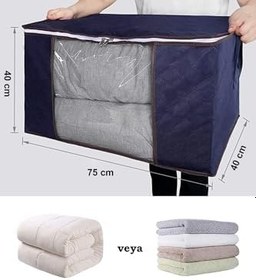 Resim 3 Adet Pencereli Lacivert Büyük Boy Yastık Yorgan Kazak Hurcu / 75x40x40 