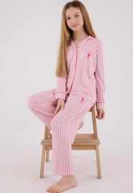 Resim U.s. Polo Assn Kız Çocuk Gömlek Pijama Açık Fuşya-2069 Fuşya 