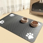Resim Pet Besleme Matı - Emici Pet Matı, Su Geçirmez Kauçuk Tabanlı Yiyecek ve Su Kasesi İçin Uygun, Hızlı Kuruyan Su Dağıtım Matı, Köpekler ve Kediler İçin Uygun 