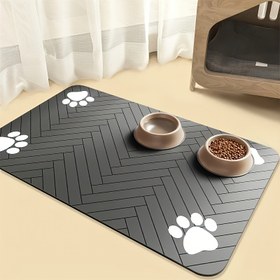 Resim Pet Besleme Matı - Emici Pet Matı, Su Geçirmez Kauçuk Tabanlı Yiyecek ve Su Kasesi İçin Uygun, Hızlı Kuruyan Su Dağıtım Matı, Köpekler ve Kediler İçin Uygun 