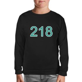 Resim Squid Game-Number 218 Siyah Çocuk Sweatshirt 