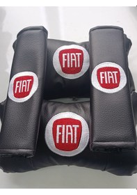 Resim Fiat Uyumlu Oto Boyun Yastığı + Emniyet Kemer Pedi Kırmızı Beyaz 