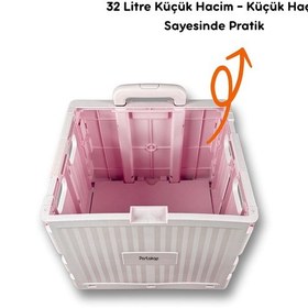 Resim 4 Tekerlekli, Pembe, 32l Standart Boy, Sabit Tutacaklı Alışveriş Arabası 
