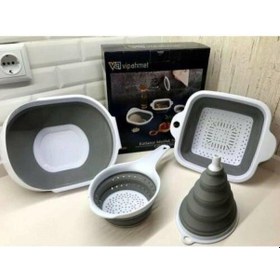 Resim Vip Ahmet VP-154 Akordeon Katlanır Süzgeç Seti 4'lü Gri 