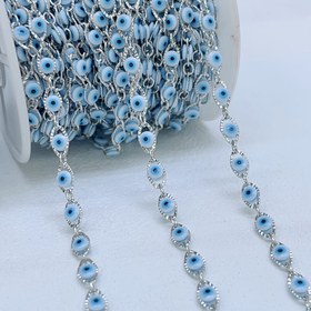 Resim 1m/39.37inç 4.5mm Nazar Boncuk Zinciri, Moda Bakır Takı Yapım Malzemeleri, DIY Reçine Mozaik Aksesuarlar, Göz Temalı El Sanatları Parçaları 