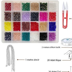 Resim Pony Hobby 24'lü Kutuda 24 Renk 2136 Adet Çek Kristali Boncuk Ile Eksiksiz Bileklik Kolye Takı Yapım Seti 