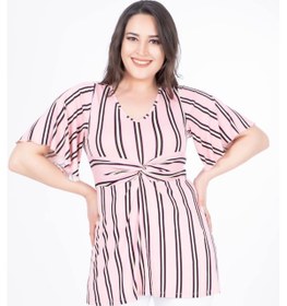 Resim Düğüm Detaylı Pelerin Kol Bluz Pembe 