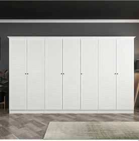 Resim Kale 7 Kapaklı 2ç Taçlı Dolap Beyaz Mebran Panjur Beyaz 190cm Beyaz 