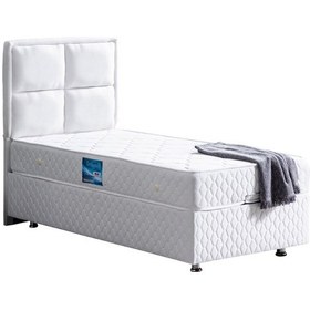 Resim Setaymobilya Baza, Grand Tek Kişilik Beyaz Baza + Başlık+ Orthosoft Yatak 