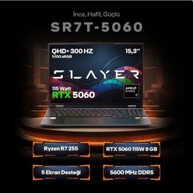 Resim Game Garaj Slayer SR7T-5060-C8 R7-255 16 GB 500 GB SSD RTX5060 15.3" Free Dos Dizüstü Bilgisayar 