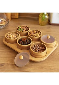 Resim Porsima Pbt-693 Tepsili 6 Lı Bambu Kahvaltılık Saklama Kabı Kapaklı Saklama Kabı Kapaklı Kahvaltılık Seti Bambu 