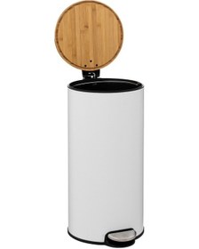 Resim 5five Çöp Kovaları Simply Smart Bambou 30 Lt Metal Beyaz 