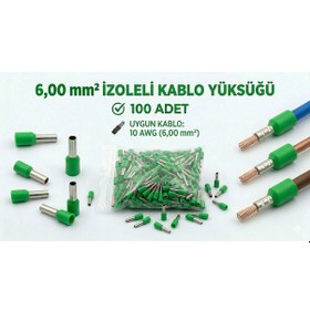 Resim 6mm İzoleli Kablo Yüksüğü 100 Adet 10 Awg 