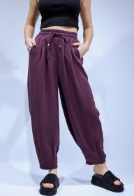 Resim Yumuşak Dokulu Beli Lastiki Cepli Kadın Şalvar Pantolon 