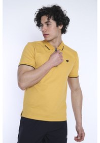 Resim Erkek Spor Hardal Polo Yaka Slim Fit T-Shirt-3348 Hardal 