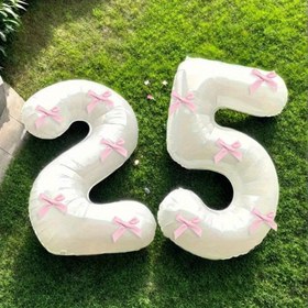 Resim 32 inç Pembe Kurdele Süs Beyaz Sayı Balonları, 0-9 Pembe Kurdele Süs Beyaz Sayı Balonları, Doğum Günü Partisi, Yıldönümü için Uygun 