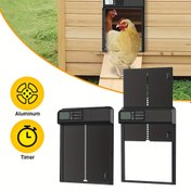 Resim Otomatik Tavuk Kümesi Kapısı Açıcı, LCD Ekranlı Elektrikli Metal Kümes Erişim Kapısı, Zamanlı Kontrolü, Anti-Çekiş, Dayanıklı Alüminyum, Kuru Pil ile Çalışır (Pil Dahil Değildir) 