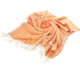 Resim YURTLU'S Sapphire Sands Series Turkish Beach Towel Pre-Washed 38"x72" Quick Dry and Highly Absorbent Oversized Sand-Free Stylish and Versatile for Beach, Spa, and Home Light 100% Cotton Peshtemal - Orange 