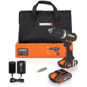 Resim Worx WX370.1 20 Volt - 2.0AH Li-ion Çift Akülü Profesyonel Şarjlı Darbeli Matkap 