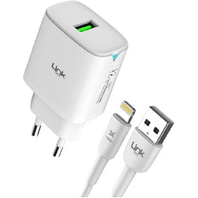 Resim Linktech C302 12w Auto Id Lightning Kablolu Şarj Aleti Set 