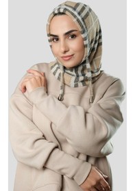Resim Hürrem Bone Bej Bağcıklı Balaklava Boyunluklu Bere Jakar Ekoseli 2323 12 Bej 
