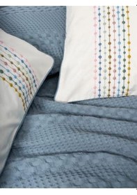 Resim Tek Kişilik Pike Takımı Aura Pebble Indıgo Lacivert 