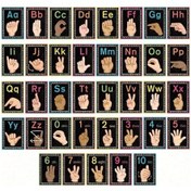 Resim Willowhaven Siyah 5.5x7.9 İnç 37 Parça İşaret Dili Alfabe Poster Seti Sınıf Dekorasyon 