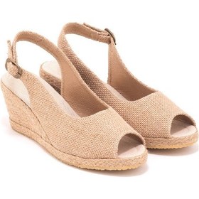 Resim Star Tombis Gerçek Elişi Burnu Açık Arkası Bantlı Dolgu Topuk Keten Hasır Espadril Handmade Çok Renkli 