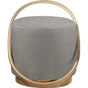 Resim Loop Serisi Puf, Metal Halkalı Puf, Makyaj Oturağı ,puf Bench Montajsız Oturak Gold Metal Ayaklı Antrasit 