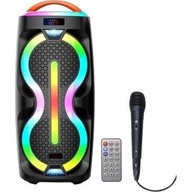 Resim Rgb Işıklı Mikrofonlu Kumandalı Tws Bluetooth Hoparlör Speaker 