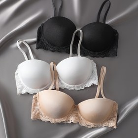 Resim 3 Parça: Kadınlar İçin Hafif, Nefes Alabilen Telli Dikişsiz Dantel Seksi Plus Beden Rahat Sütyen - PSP27 Siyah + Beyaz + Ten Rengi 
