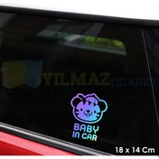 Resim Sevimli Şapkalı Köpek Arabada Bebek Var Hologram Oto Sticker 