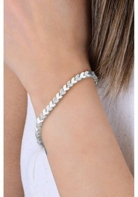 Resim Gümüş Rodyumlu Zirkon Taşlı Yaprak Yolu Bileklik Barcode Gümüş 