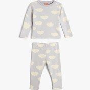Resim Kız Bebek Pijama Takımı Koalalı Uzun Kollu Tişört ve Beli Lastikli Pijama Altı 2 Parça 