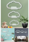 Resim 3lü Uçan Bulut Dekoratif Beyaz Ahşap Duvar Rafı Çocuk Odası Salon Mutfak Duvar Dekor Raf Seti Diğer 