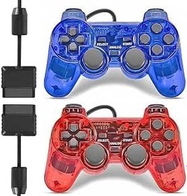 Resim Wired Controller for PS2, 2 Pack Gamepad Remote Double Shock with 1.8M Cable 