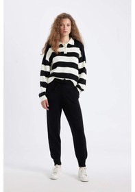 Resim Defacto Jogger Triko Pantolon Cepli Basic Düz Beli Lastik Bağcıklı R1701AZ24WNBK27 Siyah 