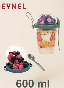 Resim Eynel 1 Adet Take N Go Kaşıklı Hazneli Meyveli Yoğurt Kutusu Piknik Iş Atıştırmalık Müsli Granola Süt 